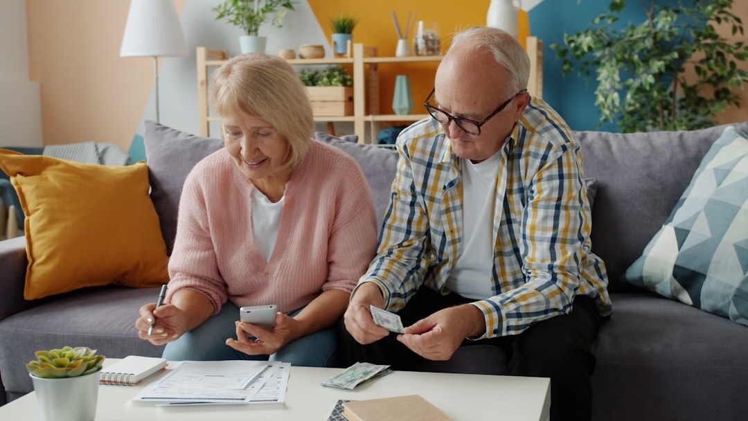 Senior couple using a tablet together at home